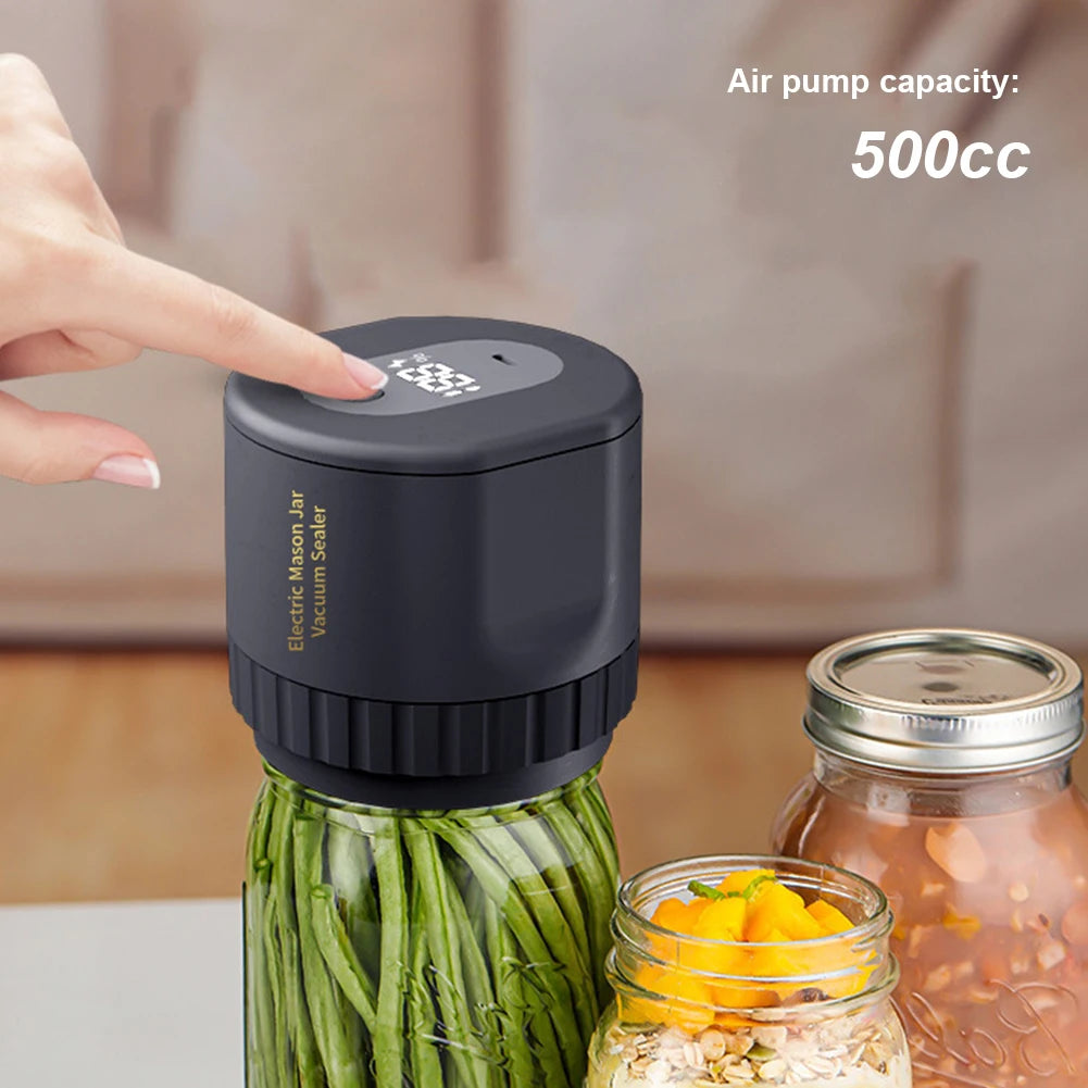 Electric Mason Jar Vacuum Sealer BPA Free Cordless Automatic Food Storage Vacuum Sealer with Mason Jar Lids Odorless Attachment